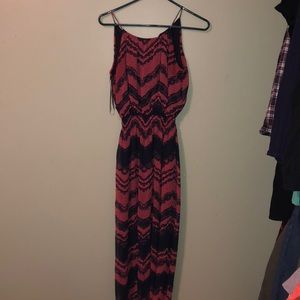 Navy blue and pink maxi dress